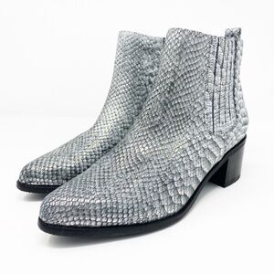 Blondo Elvina Waterproof Booties Womens 8.5M Pointed Toe Leather Snakeskin Print